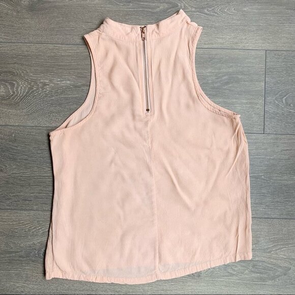 Revolve MINK PINK Women’s Mock Neck Tank Top Blouse Crepe Half Zip Pink Size M - Picture 11 of 15